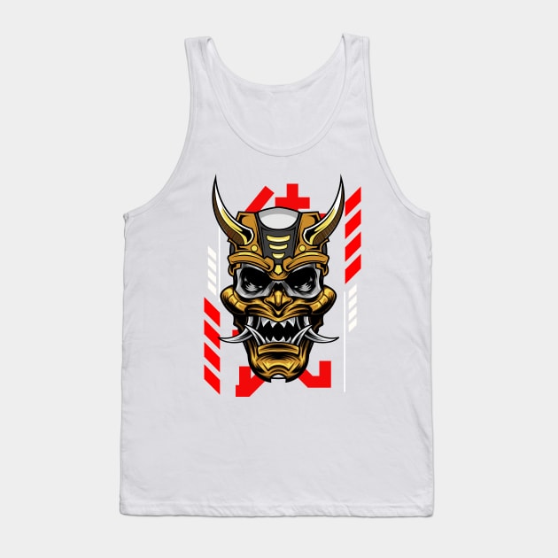 Samurai - Ronin Mask Illustration Tank Top by Harrisaputra